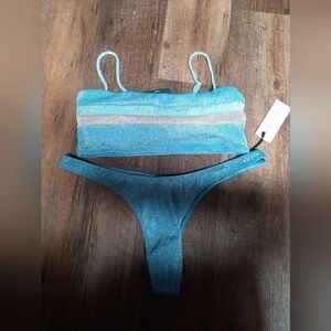 NWT Elysiian Blue and Silver Bikini Set
